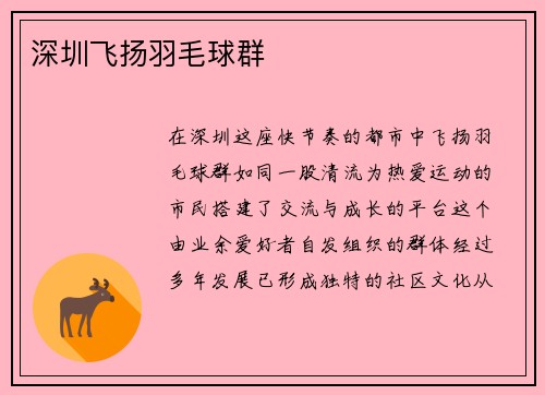 深圳飞扬羽毛球群
