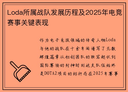 Loda所属战队发展历程及2025年电竞赛事关键表现
