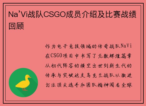 Na’Vi战队CSGO成员介绍及比赛战绩回顾